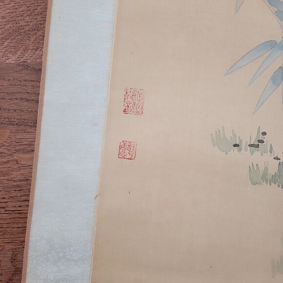 Vtg Chinese Scroll Paintings Artwork Bundle Crane Blossom Waterfall - Picture 6 of 15